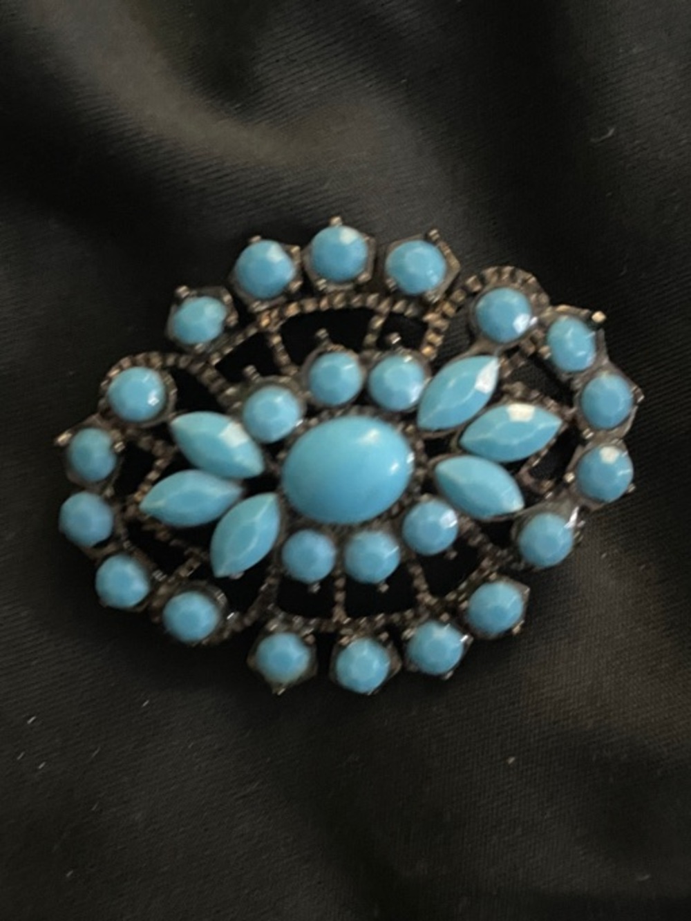 Blue Floral Cluster Brooch - Women's Jewelry